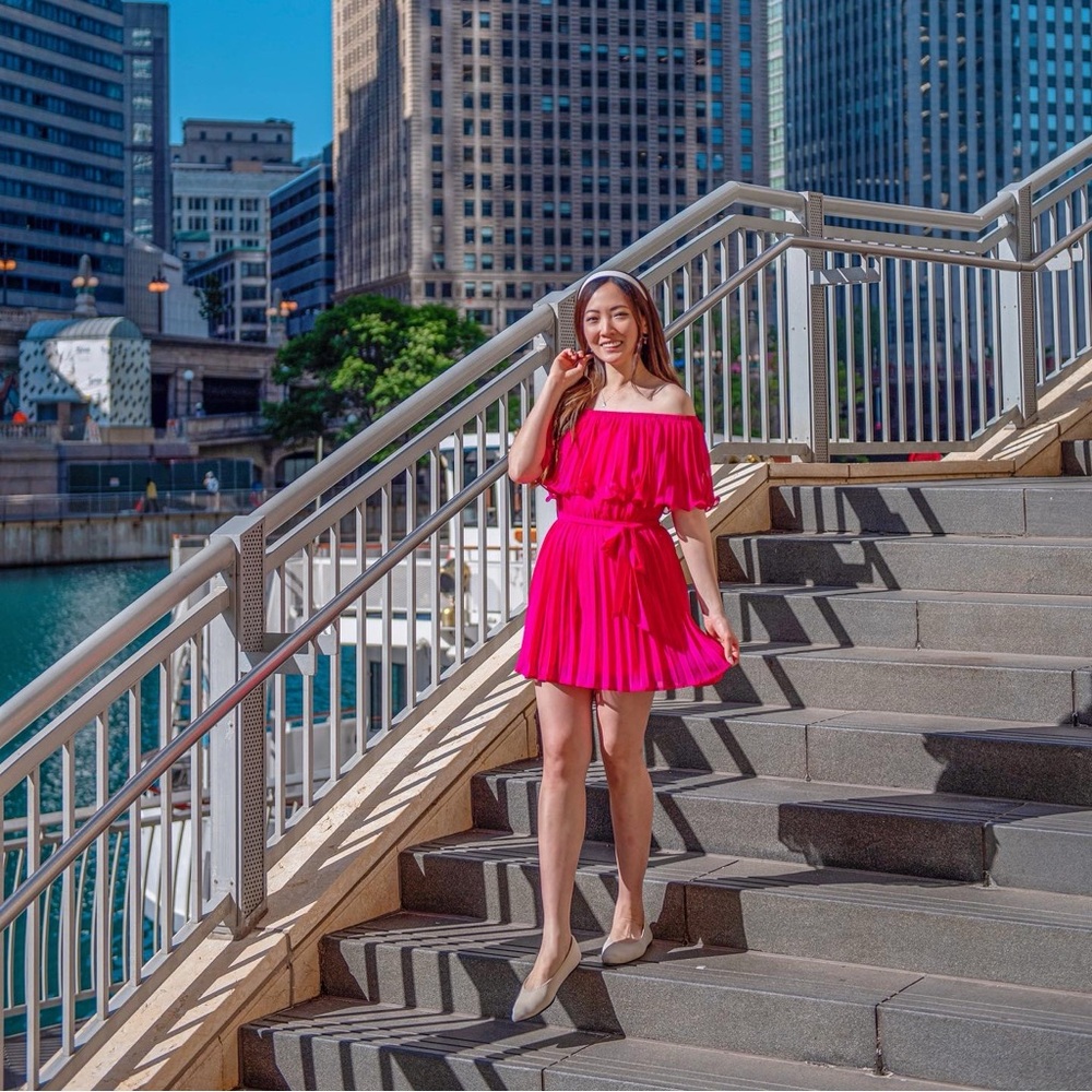 Hot Pink Woven Romper